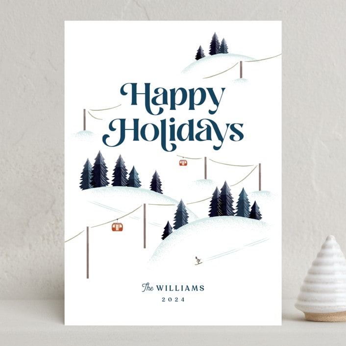 "Happy Hills" - Holiday Cards in Navy by Robert and Stella - Front