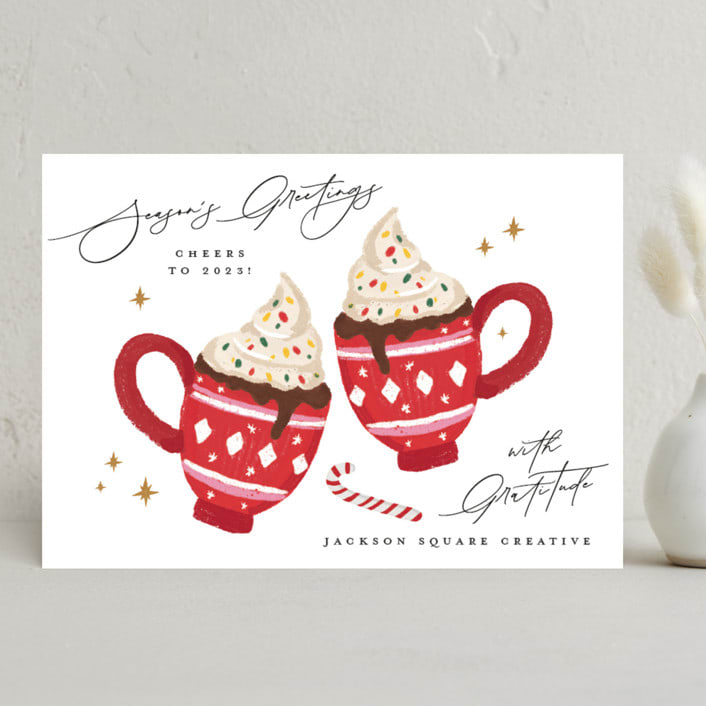 "cheers" - Holiday Cards in Candy Cane by Phrosné Barwood - Front
