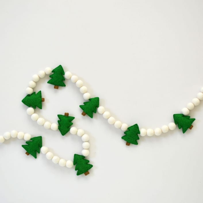 Felt Christmas Garland, Trees & White Felt Balls by TwentyEight12