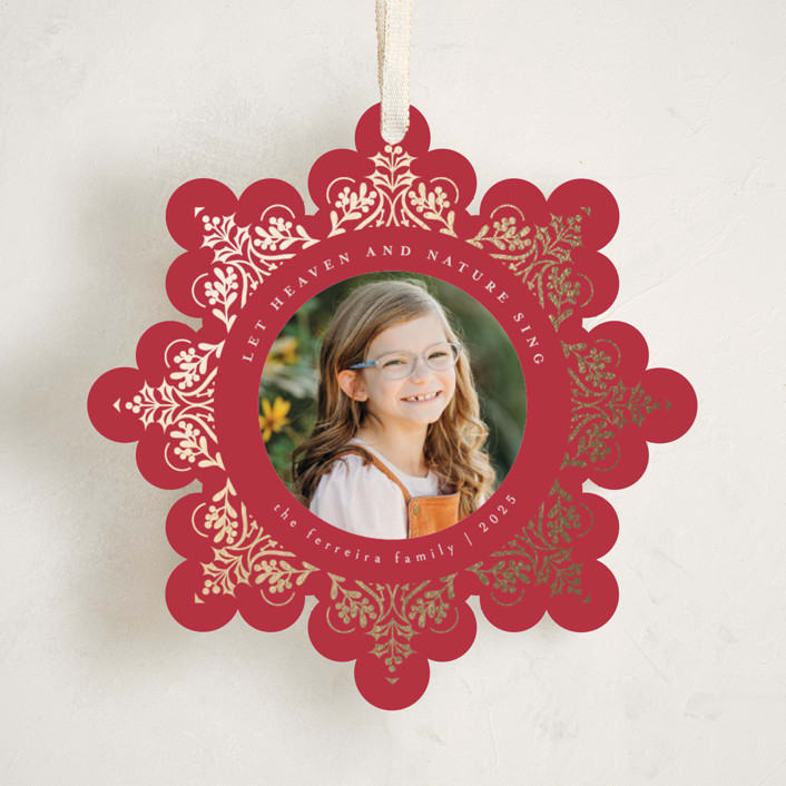 "Heaven&Nature" - Holiday Ornament Cards in Holly Berry by Ana de Sousa - Front