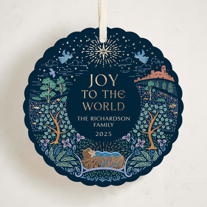"Away in a manger" - Holiday Ornament Cards in Starry Night by Paper Sun Studio - Front