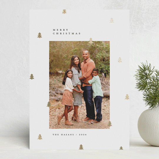 "Scattered Trees" - Holiday Cards in Cotton by Michelle Taylor - Front