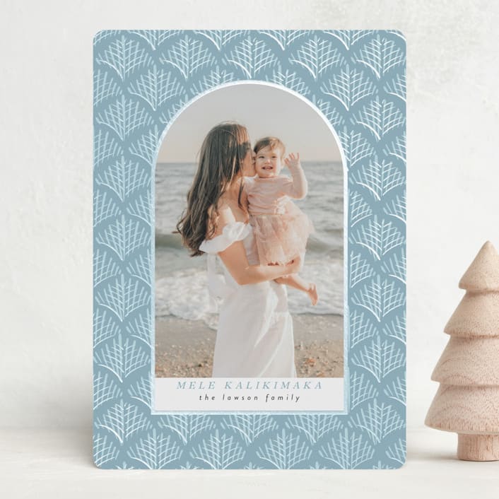 "Palmdeco" - Holiday Cards in Aquamarine by Tamara Hilje - Front