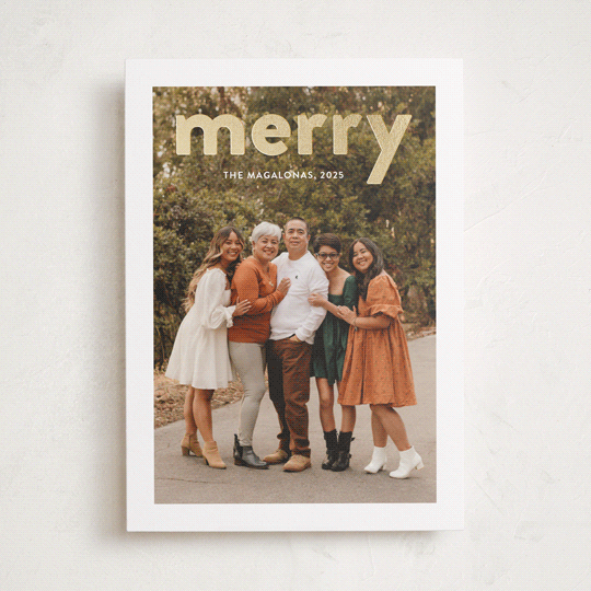 "Bold Merry" - Holiday Cards in Snow by Shari Margolin - Front