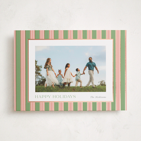 "Southern Sripes" - Holiday Cards in Azalea by Cindy Reynolds - Front