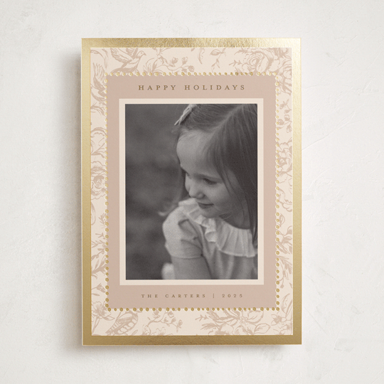 "Gilded Toile" - Holiday Cards in Caramel by Teju Reval - Front