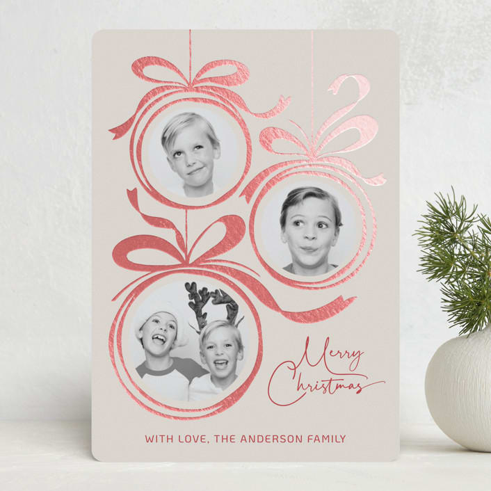 "baubles and bows" - Holiday Cards in Candy Cane by Paper Sun Studio - Front