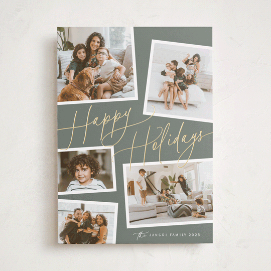 "Collage Scatter" - Holiday Cards in Sage by Melanie Severin - Front