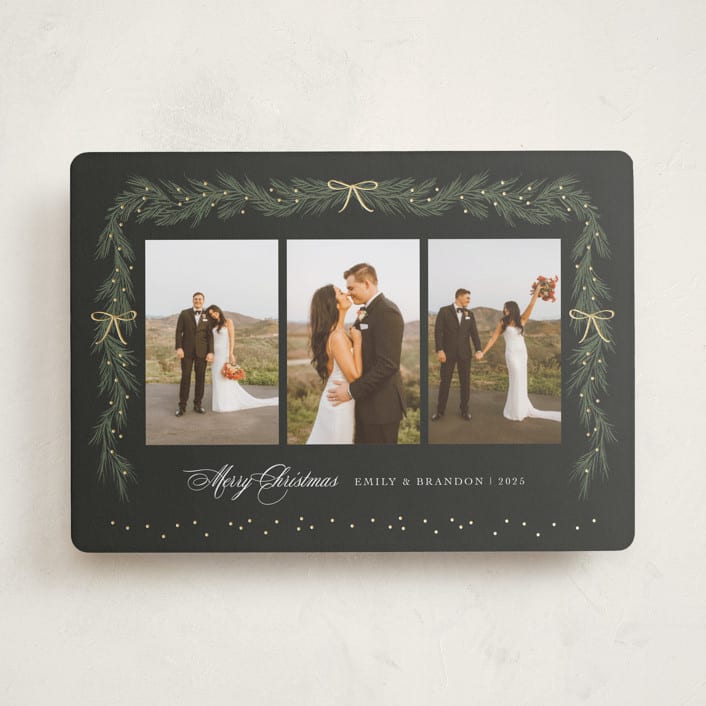 "Ribbon Garland" - Holiday Cards in Midnight by Elly - Front