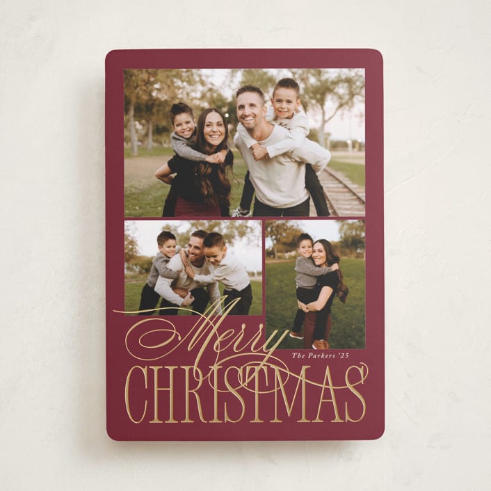 "Elegant Three" - Holiday Cards in Mulberry by Brianne Larsen - Front