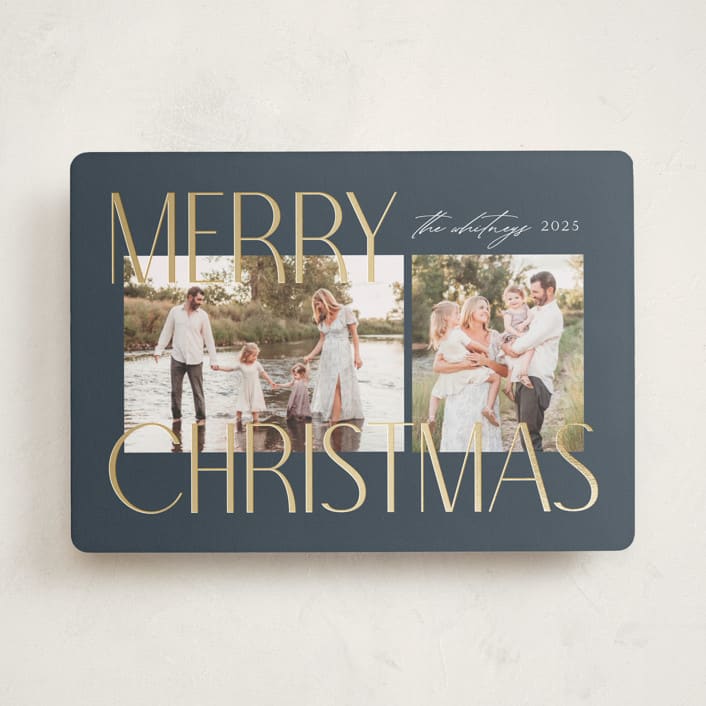 "Sparkly Stack" - Holiday Cards in Twilight by Makewells - Front