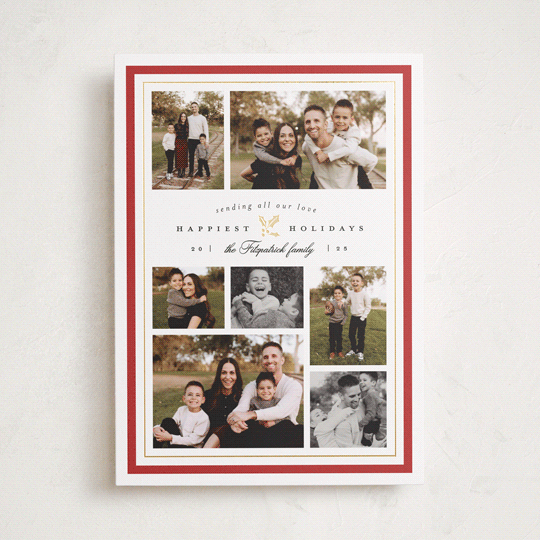 "Formal Holly" - Holiday Cards in Santa Suit by Everett Paper Goods - Front