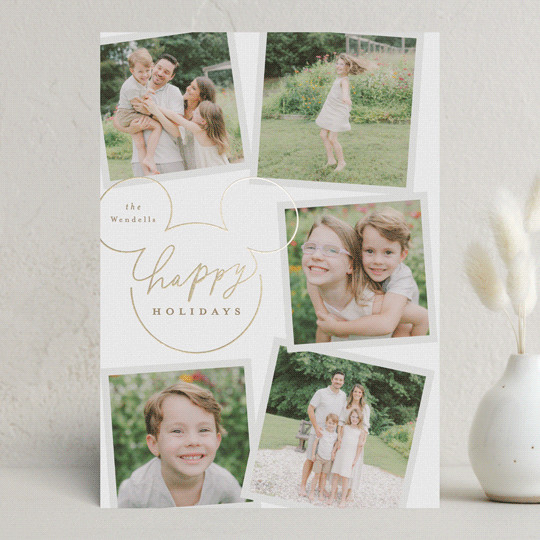 "Disney's Mickey Mouse Casual Script" - Holiday Cards in Snow by Everett Paper Goods - Front