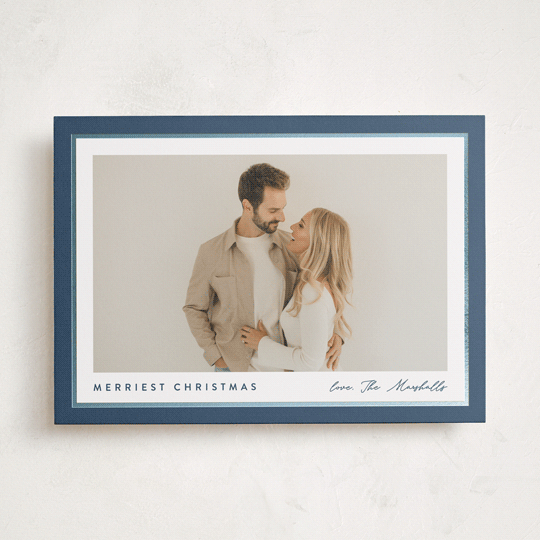 "Ribbon Frame" - Holiday Cards in Glacier by Carolyn MacLaren - Front