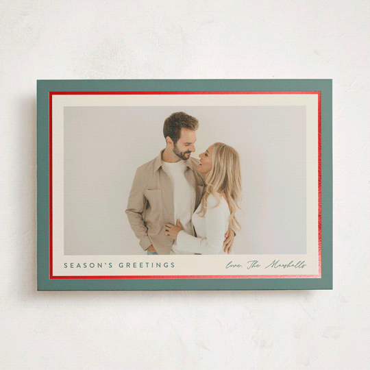 "Ribbon Frame" - Holiday Cards in Holly Sprig by Carolyn MacLaren - Front