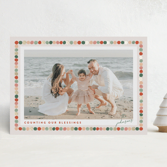 "Pom Pom Garland" - Holiday Cards in Candied Apple by Joanna Griffin - Front