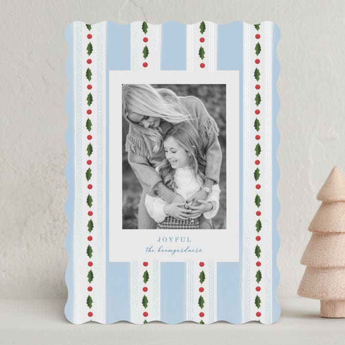 "Holly Frames" - Holiday Cards in Robin's Egg by Baumbirdy - Front