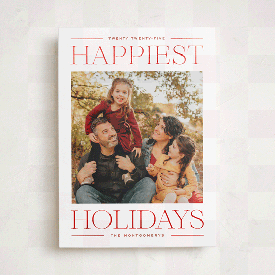"Modern Editorial" - Holiday Cards in Cranberry by Ekko Studio - Front