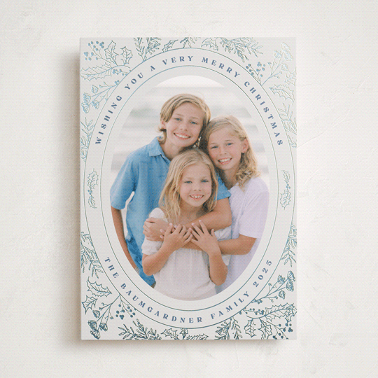 "Engraved Floral" - Holiday Cards in Frost by Baumbirdy - Front
