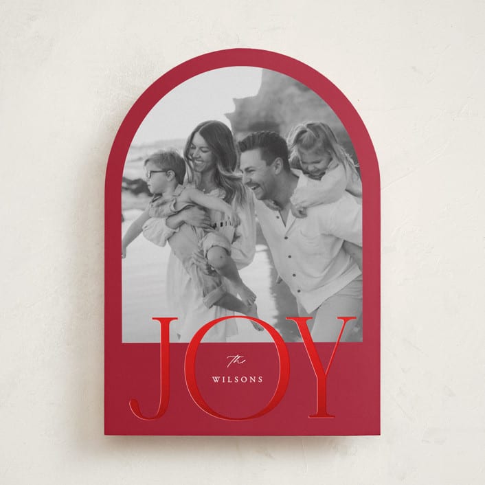 "Joy Arch" - Holiday Cards in Cranberry by Brianne Larsen - Front