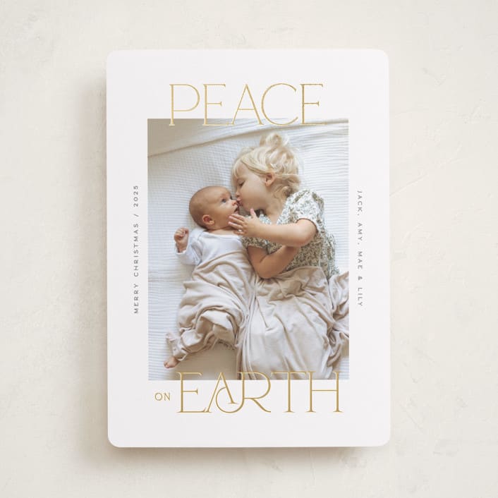 "Peace on Earth sparkle" - Holiday Cards in Snow by Owl and Toad - Front