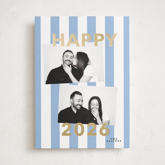 "Bold Stripe" - Holiday Cards in Periwinkle by Angela Thompson - Front