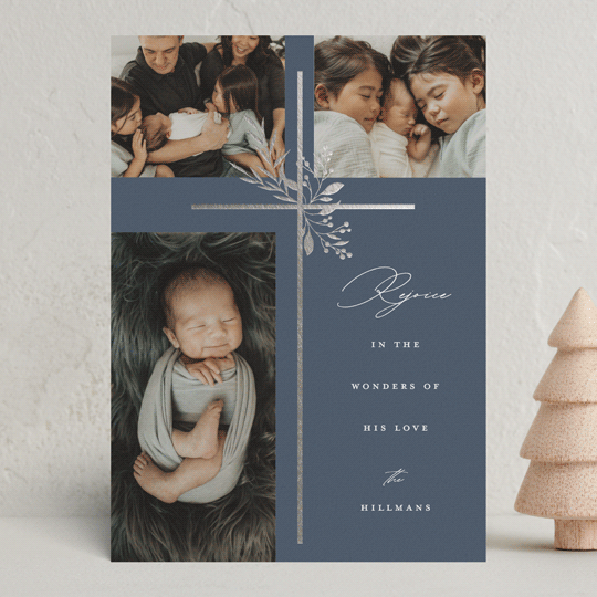 "Leaves & Berries" - Holiday Cards in Midnight by Susan Zinader - Front