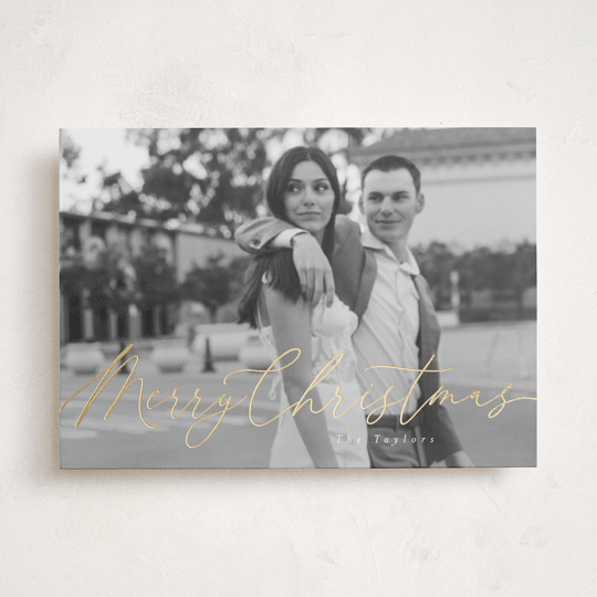 "Beautiful Foil Script" - Holiday Cards in Snow by Julie Ley - Front
