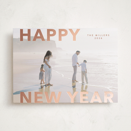 "Modern Type" - Holiday Cards in Rose by Angela Thompson - Front