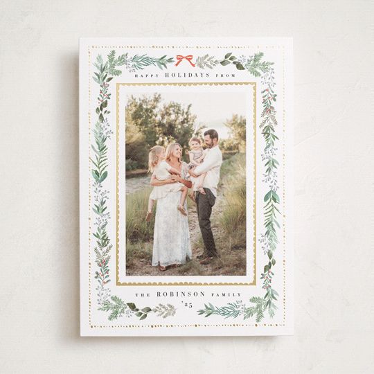 "Greenery & Gold" - Holiday Cards in Fir by Hannah Williams - Front