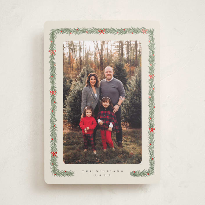"pine and bow" - Holiday Cards in Eggnog by Adelyn T. - Front