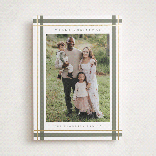 "Traditional Plaid" - Holiday Cards in Sage by Ashley Presutti Beasley - Front