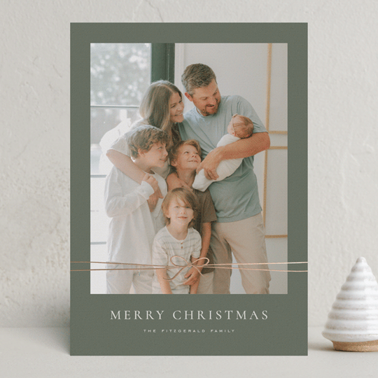 "Delicate Ribbon" - Holiday Cards in Balsam by Wildfield Paper Co - Front