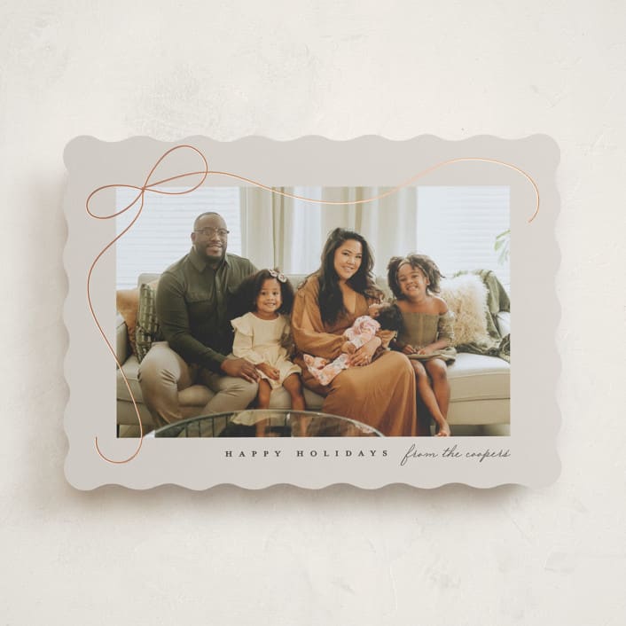 "Cascading Bow" - Holiday Cards in Putty by Lauren Chism - Front