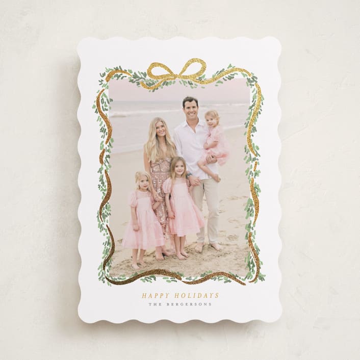 "Ribbonly Frame" - Holiday Cards in Butter by Itsy Belle Studio - Front