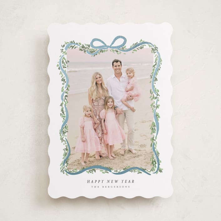 "Ribbonly Frame" - Holiday Cards in Juniper by Itsy Belle Studio - Front