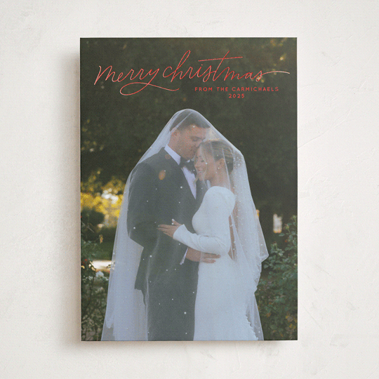 "Merry Christmas Script" - Holiday Cards in Holly Berry by Kristen Magee - Front