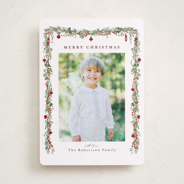"Pine Garland" - Holiday Cards in Mulled Wine by Susan Moyal - Front