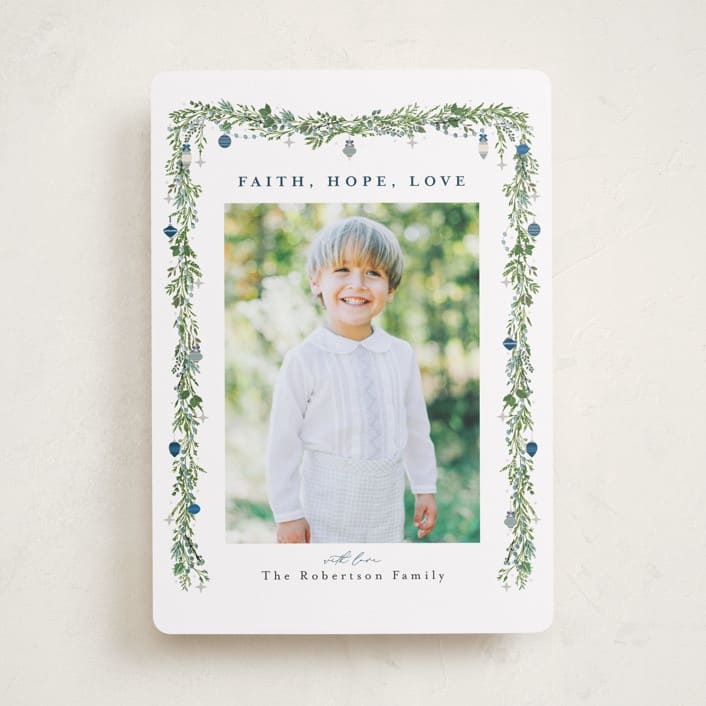 "Pine Garland" - Holiday Cards in Winterberry by Susan Moyal - Front