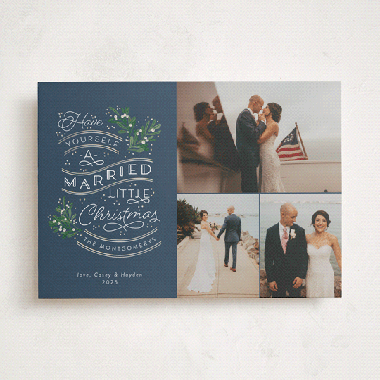 "A Little Married" - Holiday Cards in Navy by Sarah Brown - Front