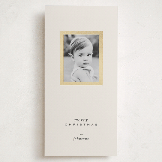 "Gallery Vibe" - Foil-Pressed Tall Holiday Cards in Eggnog by Brittany Braithwaite - Front