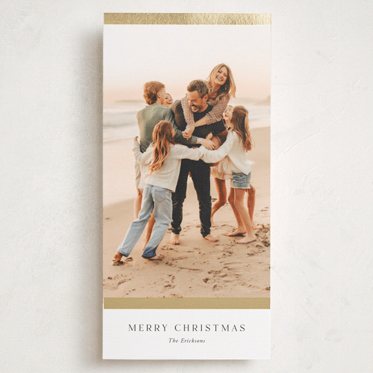 "Holiday Simplicity" - Foil-Pressed Tall Holiday Cards in Snow by Yaling Hou Suzuki - Front