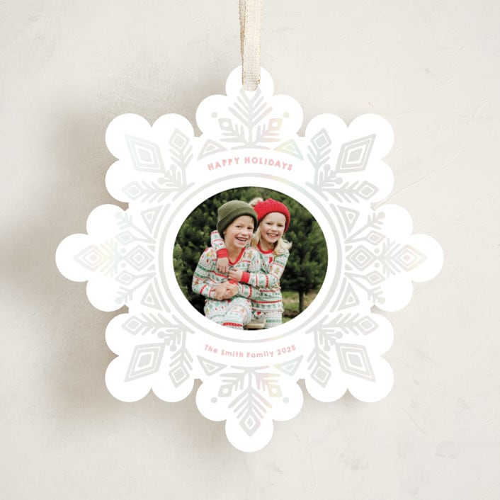 "Super Snowflake" - Holiday Ornament Cards in Blushing by Jessie Steury - Front