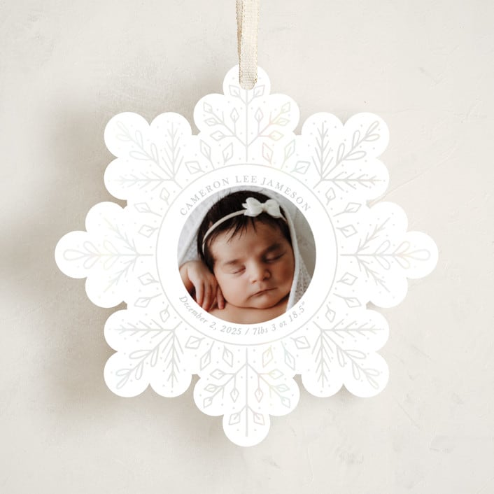 "Winter Snowflake" - Holiday Ornament Cards in Snow by Becky Nimoy - Front