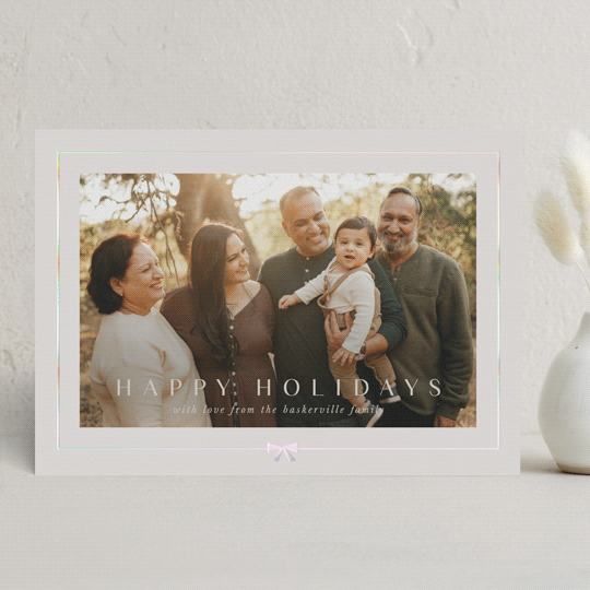 "Pretty Bow" - Holiday Cards in Cobblestone by Lori Wemple - Front