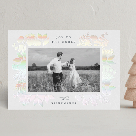 "Joy Greenery" - Holiday Cards in Navy by Brooke Chandler - Front