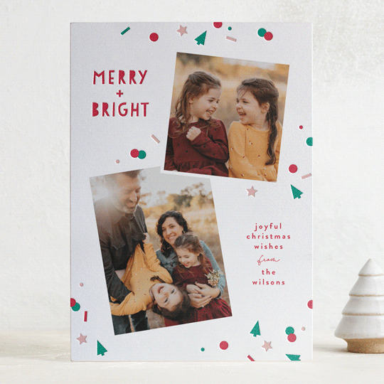 "Merry Confetti" - Letterpress Holiday Cards in Gumdrop by Kacey Kendrick Wagner - Front