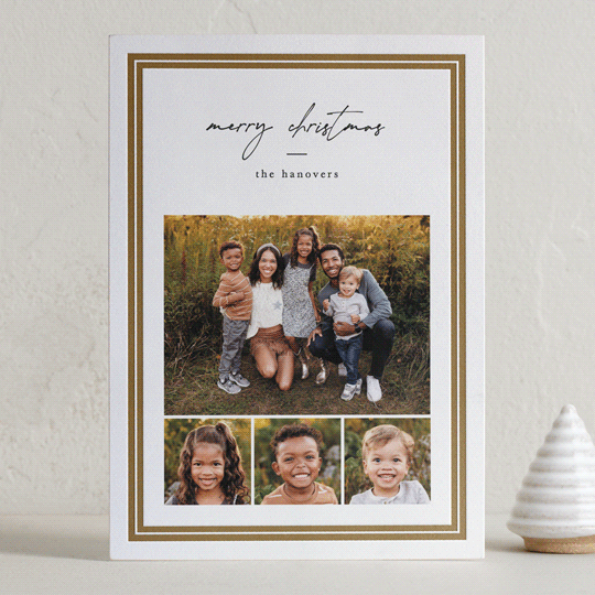 "Ticking Edge" - Letterpress Holiday Cards in Golden by Amy Kross - Front