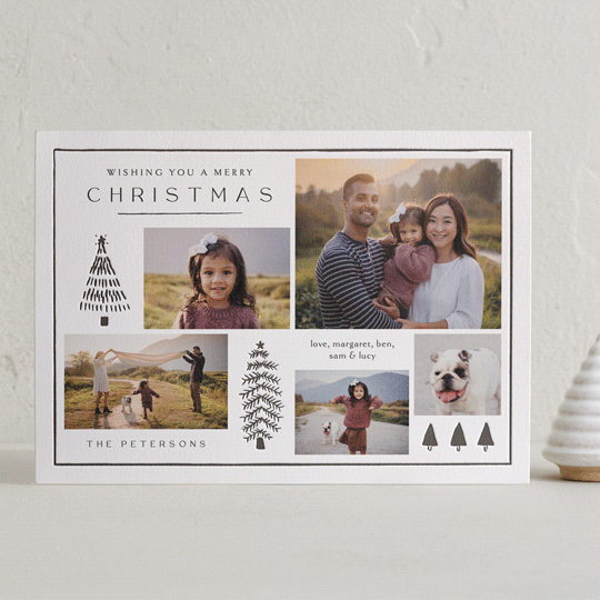 "Forest Collage" - Letterpress Holiday Cards in Coal by Amy Kross - Front