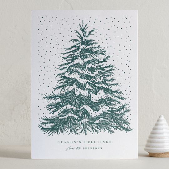 "O Tannenbaum" - Letterpress Holiday Cards in Pine by Paula Pecevich - Front